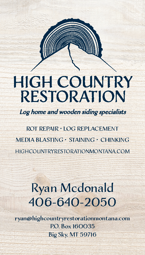 High Country Restoration Business Card Design for Big Sky Business front_Page_1