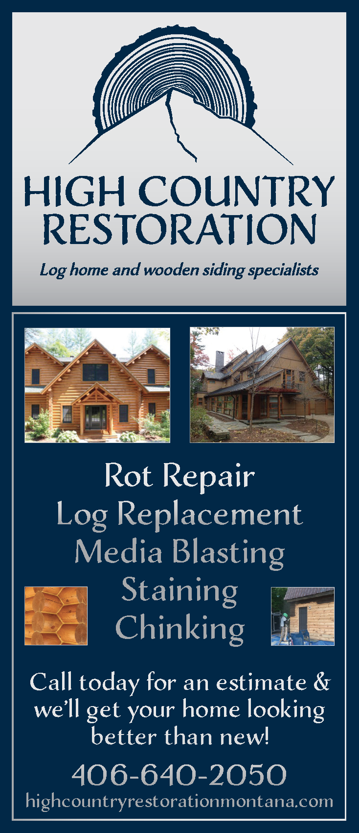 Hihg Country Restoration Rack Card Design for Big Sky Chamber of Commerce Display